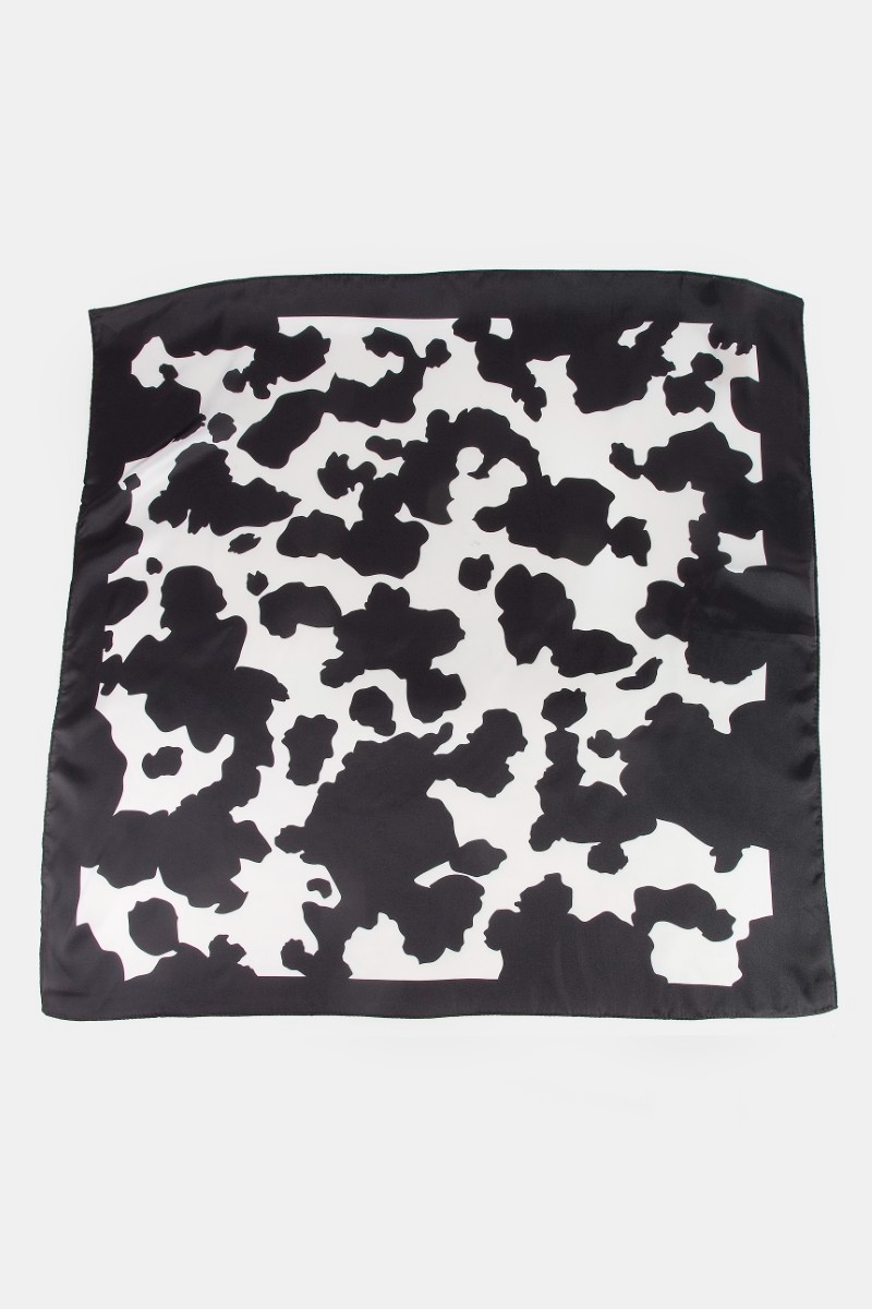 Black Cow Print Square Bandana Scarf