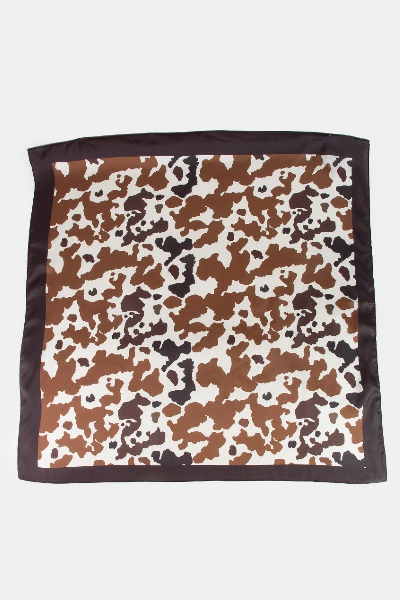 Black And Brown Cow Print Square Scarf