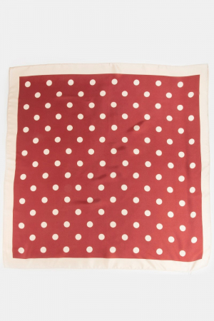 Burgandy Beige Polka Dot Square Scarf