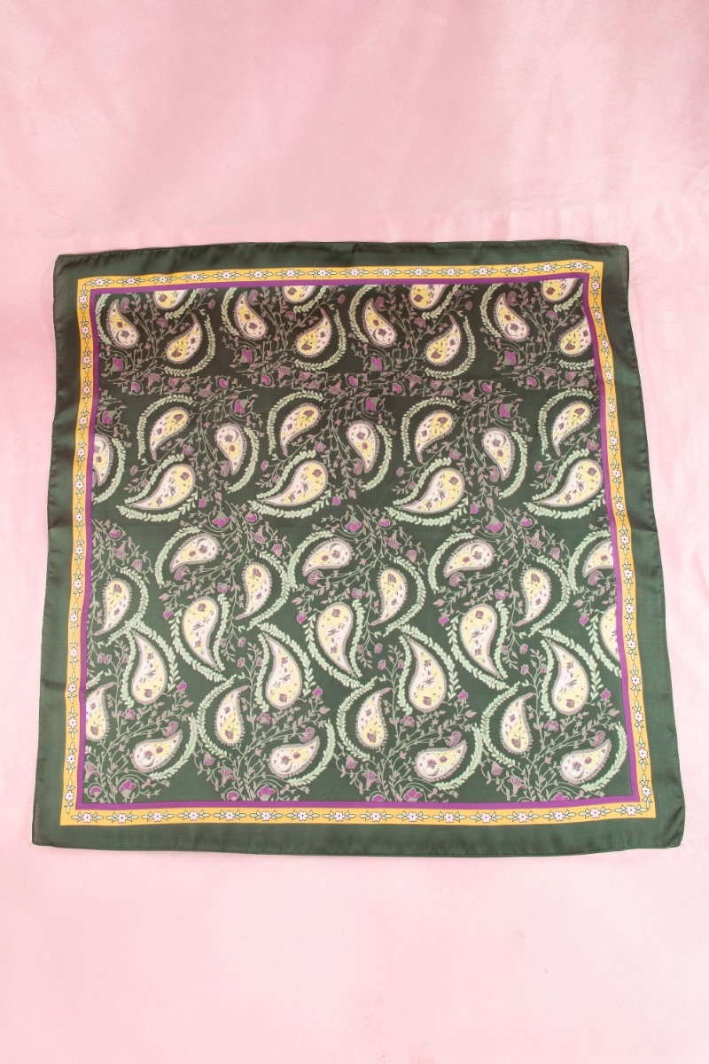 Paisley Floral Print Satin Square Scarf