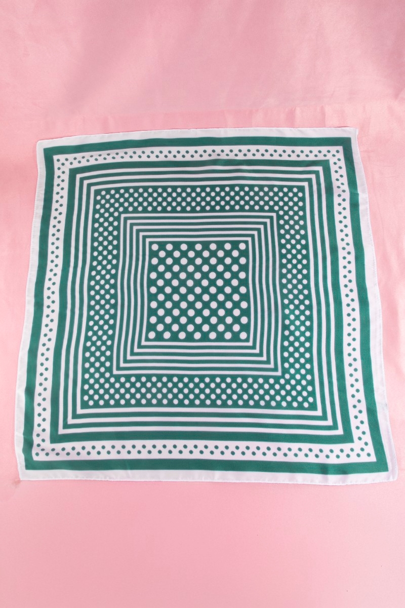 Polka Dot Concentric Square Print Satin Scarf