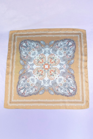 Ornate Paisley Medallion Print Satin Square Scarf