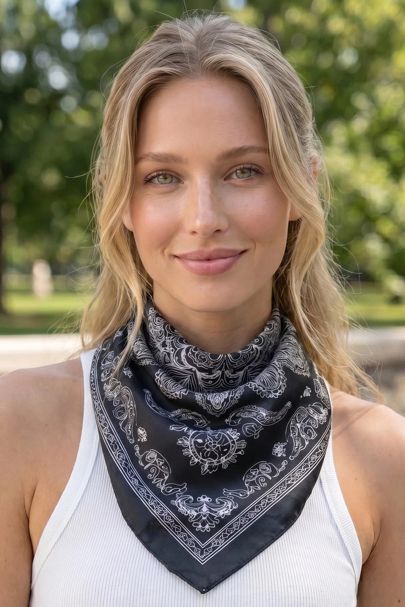 Paisley Mandala Print Square Satin Scarf