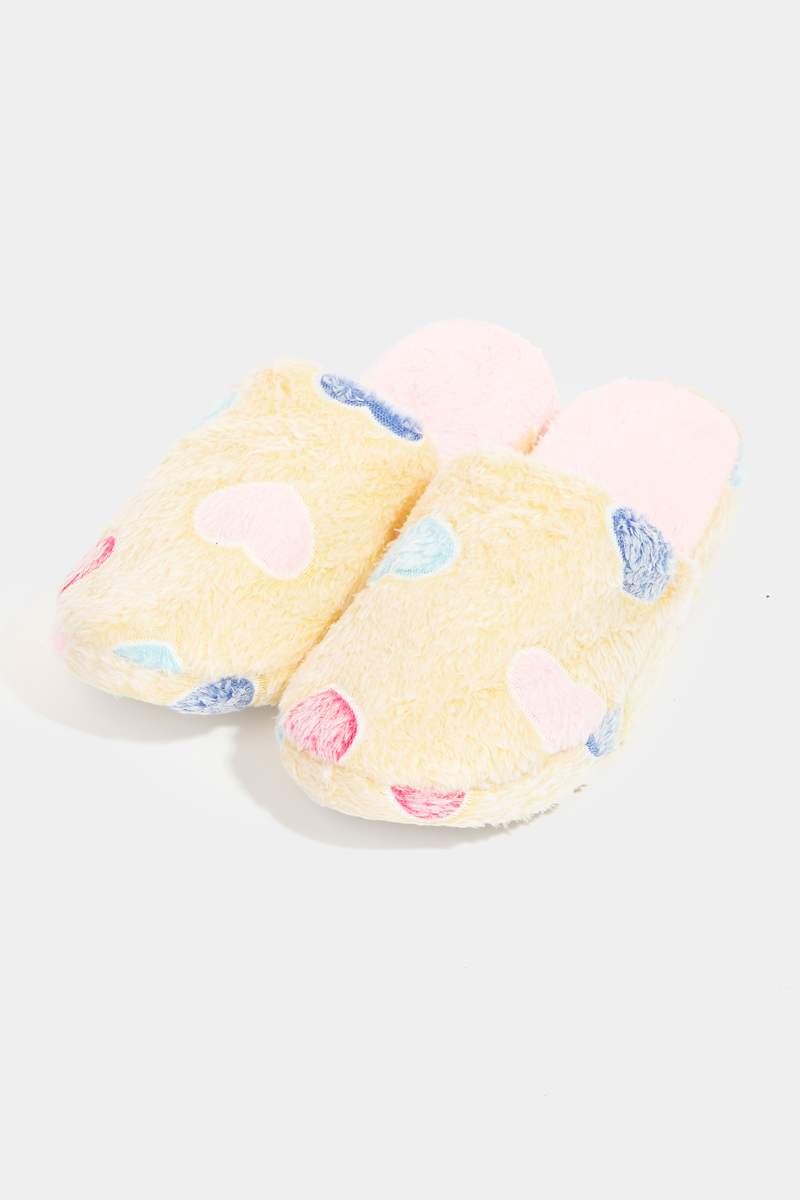 Heart Pattern Faux Fur Slippers