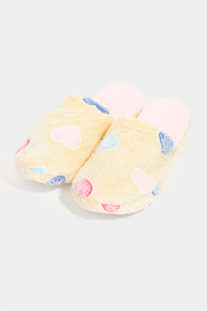 Heart Pattern Fur Slippers