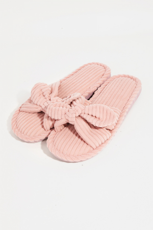 Open Toe Bow Decor Slippers