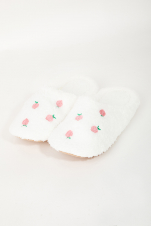 Strawberries Print Fur Slippers