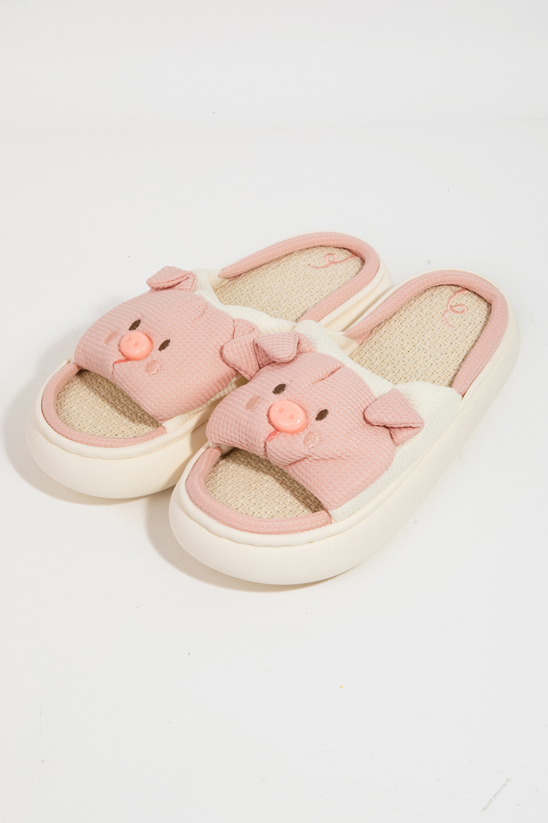 Cute Fuzzy Piggy Slippers