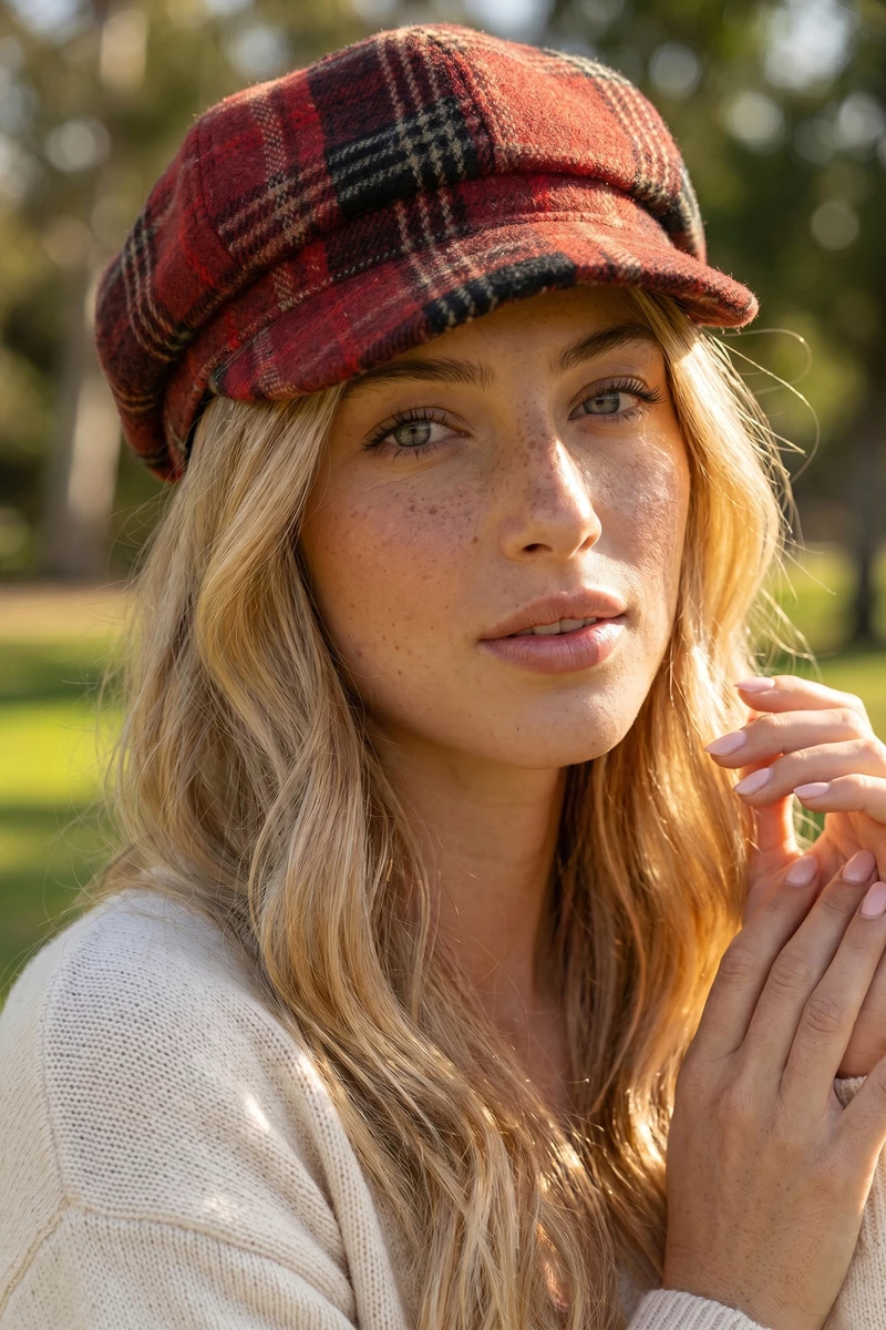 Tartan Plaid Eight Panel Newsboy Cap