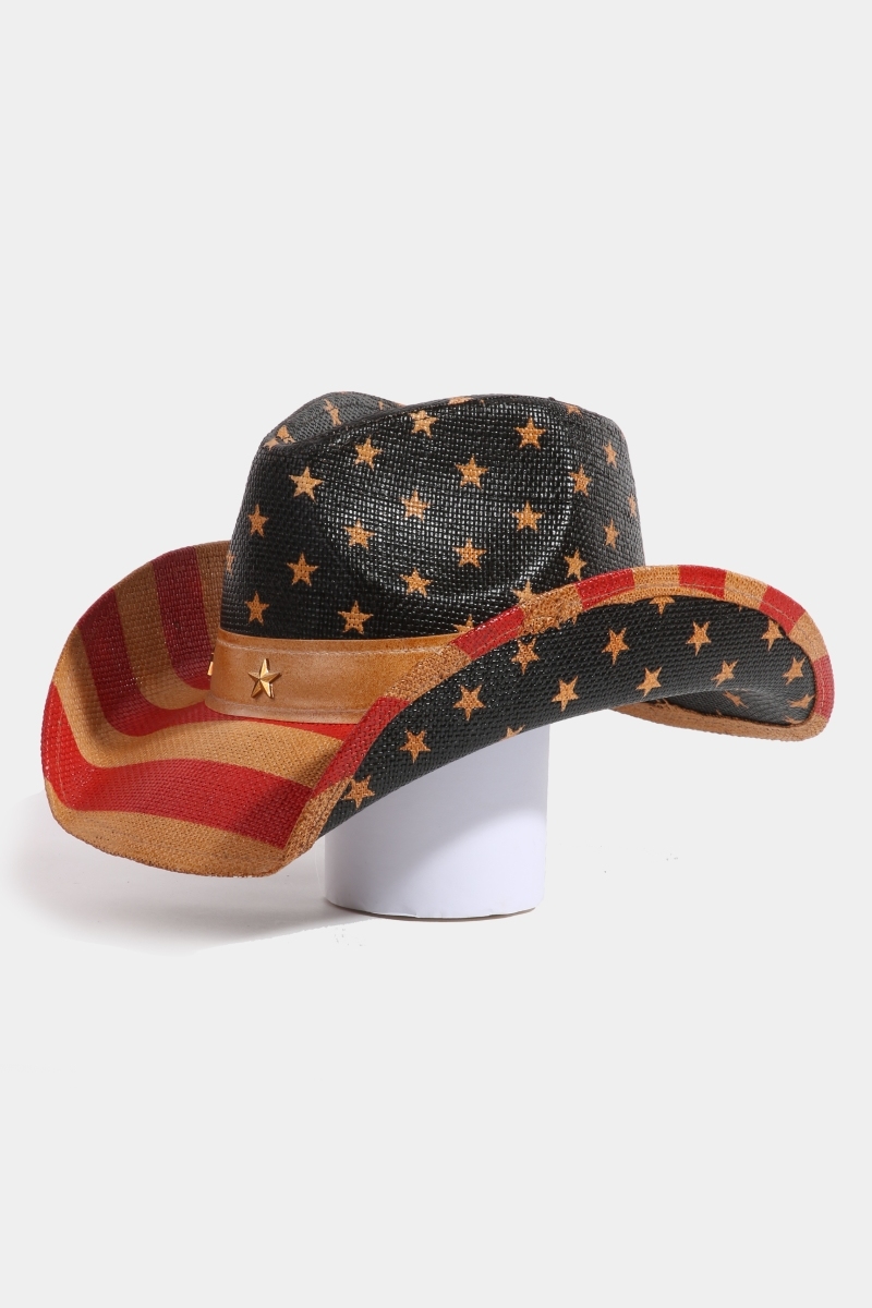 Usa Flag With Studded Stars Cowboy Hat