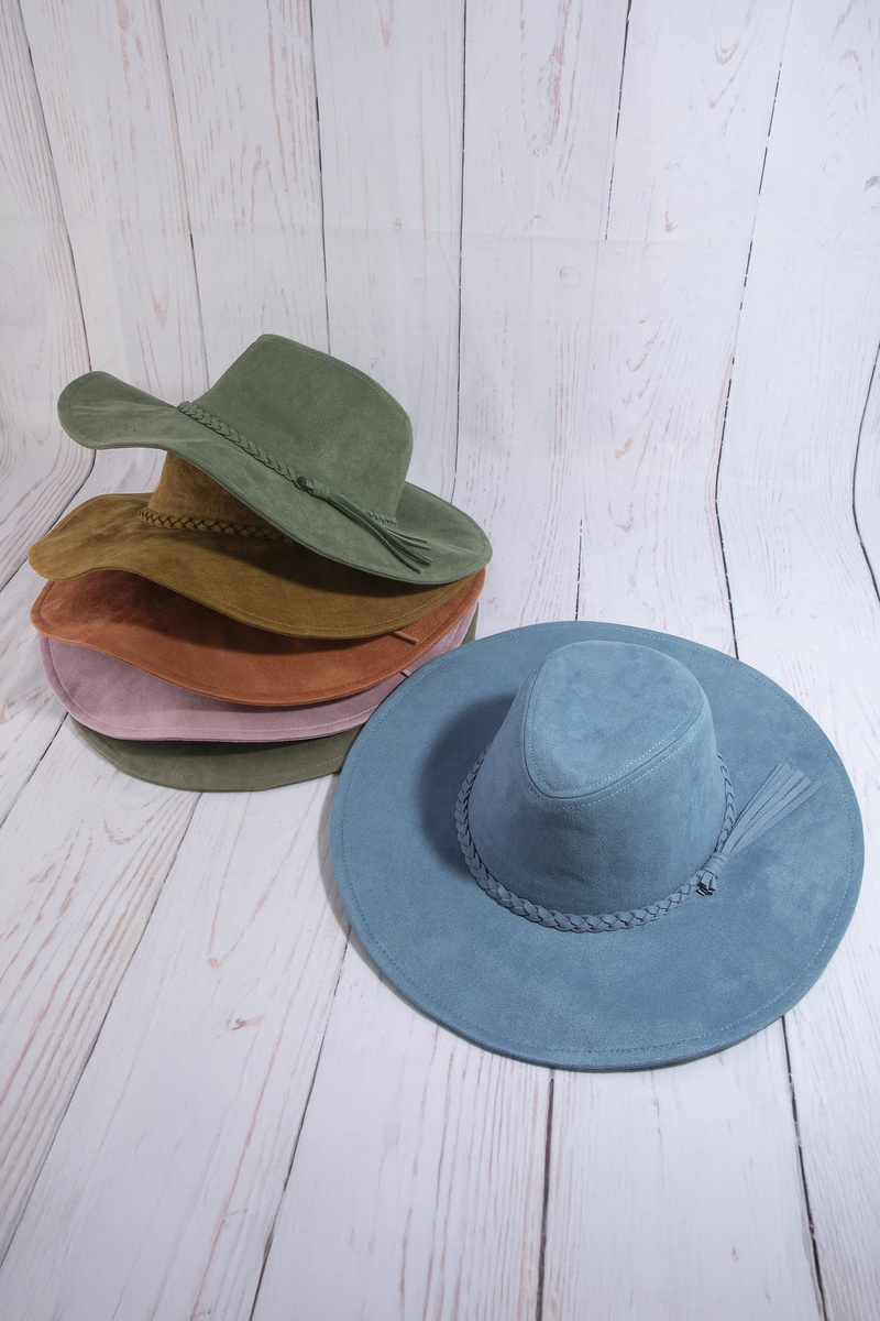 Wide Brim Braided Tassel Fedora Hat