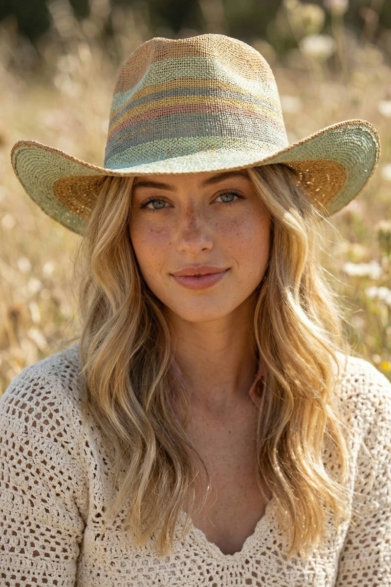 Spring Hue Sun Raffia Hat
