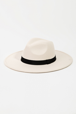 Flat Western Wide Brim Ribbon Hat