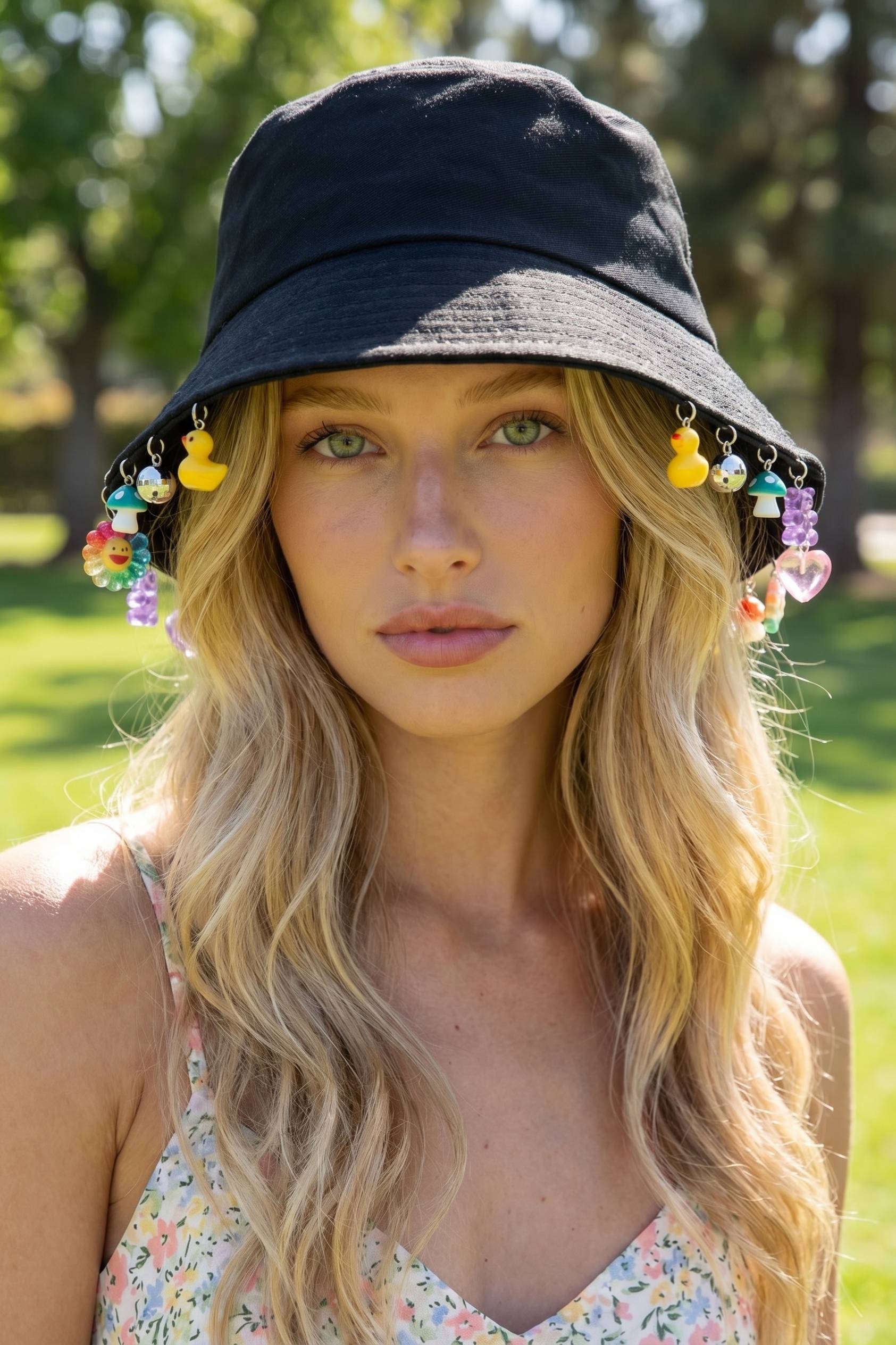 Assorted Charms Dangle Bucket Hat