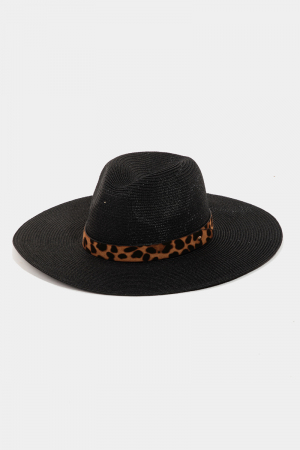 Leopard Ribbon Straw Hat