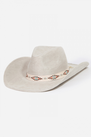 Western Boho Pattern Strap Cowboy Hat