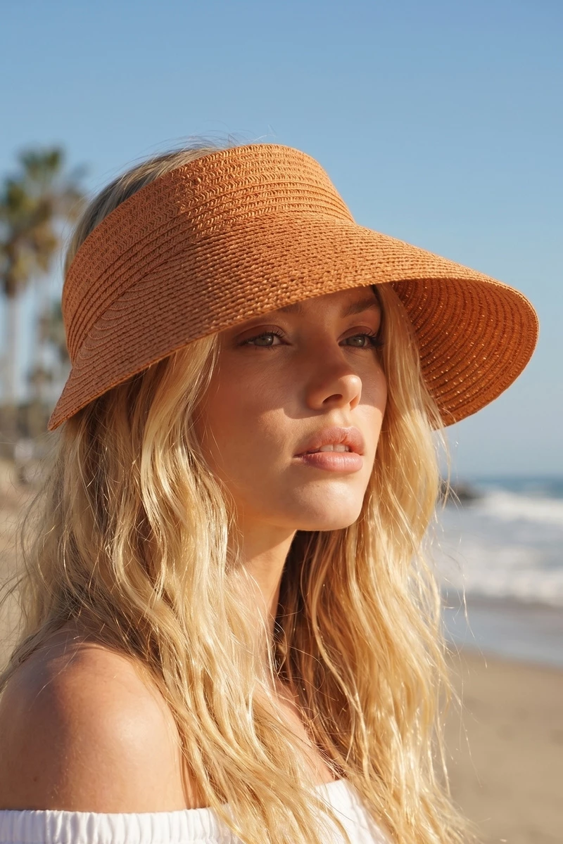 Woven Straw Open Top Sun Visor
