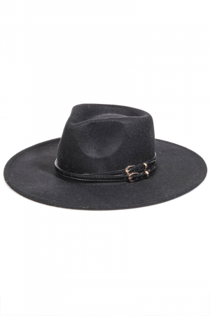 Double Belt Strap Fedora Hat