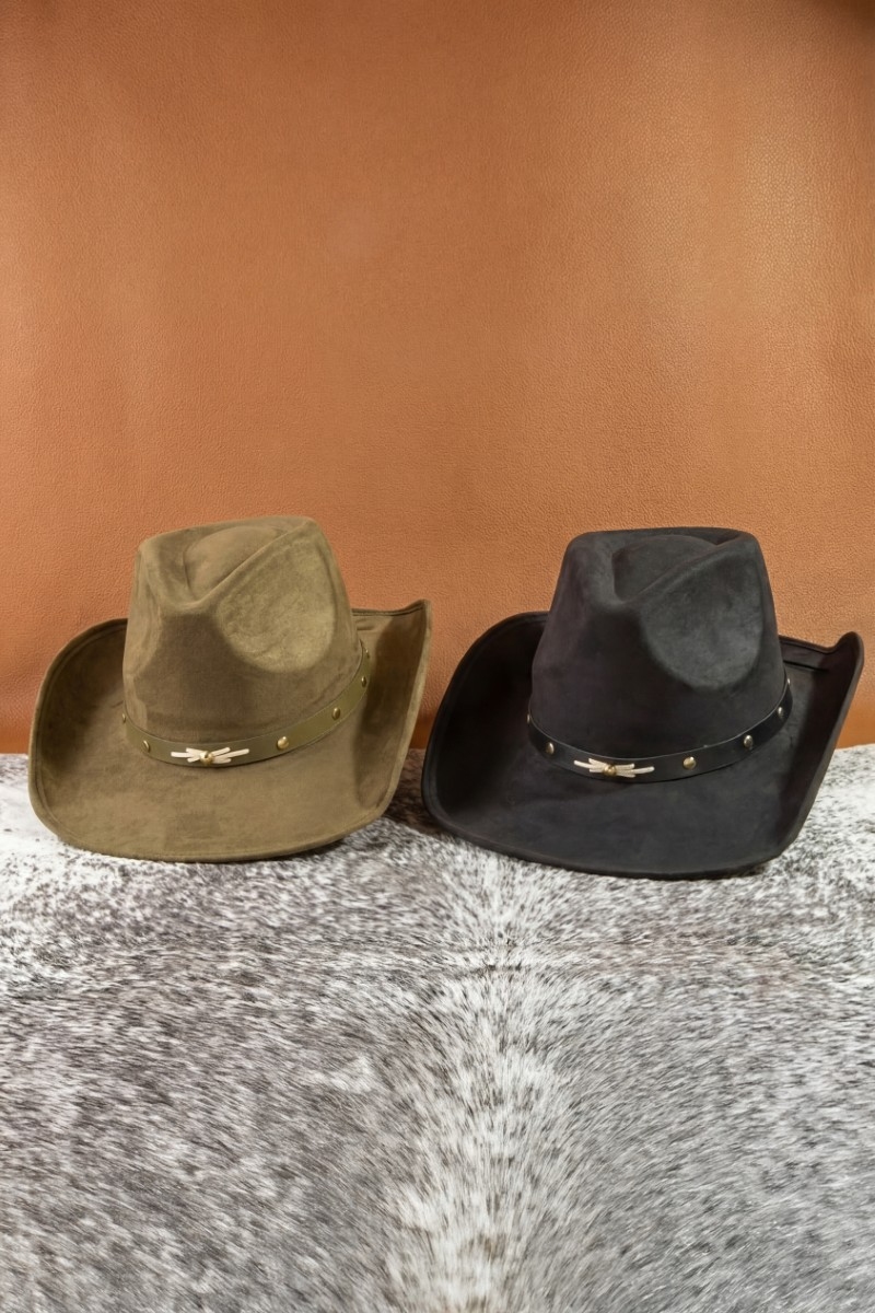 Studded Ribbon Bow Strap Cowboy Hat