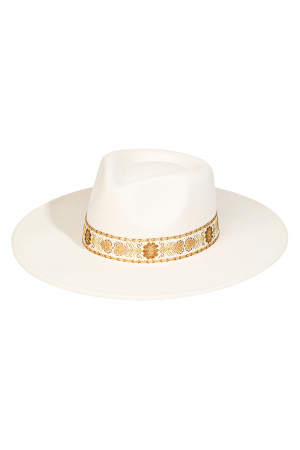Embroidered Strap Fedora Fashion Hat