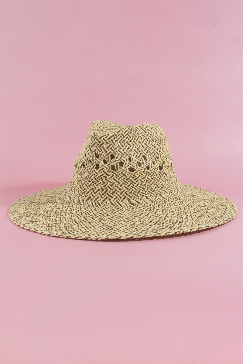 Open Weave Paper Straw Wide Brim Hat