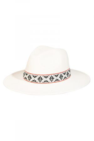 Patterned Ribbon Fedora Hat