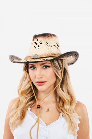 Rope Strap Straw Braided Cowboy Hat