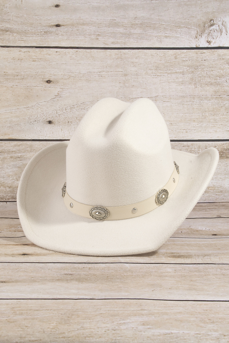 Western Cowboy Hat With Silver Concho Band