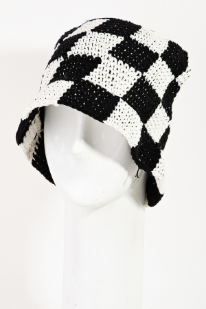 Crocket Knit Checkered Bucket Hat