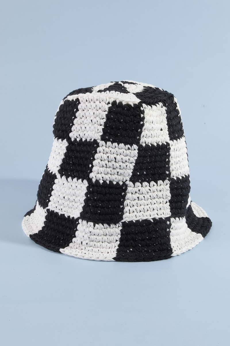 Chunky Crochet Checkered Bucket Hat