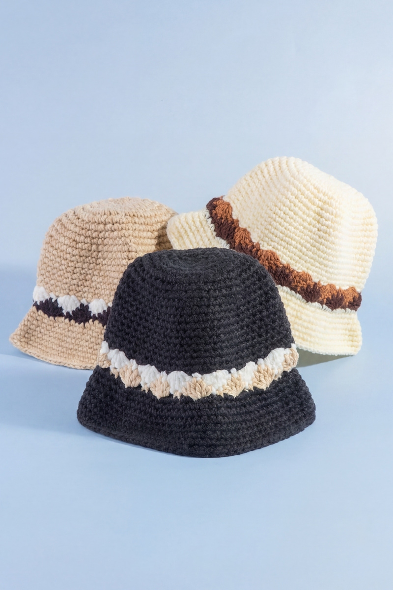 Crochet Bucket Hat With Contrast Band