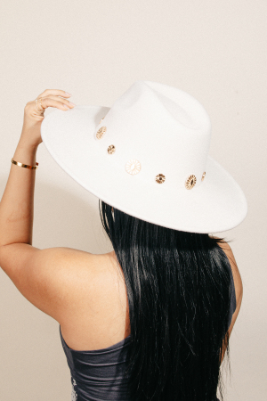 Coin Disc Ribbon Bow Fedora Hat