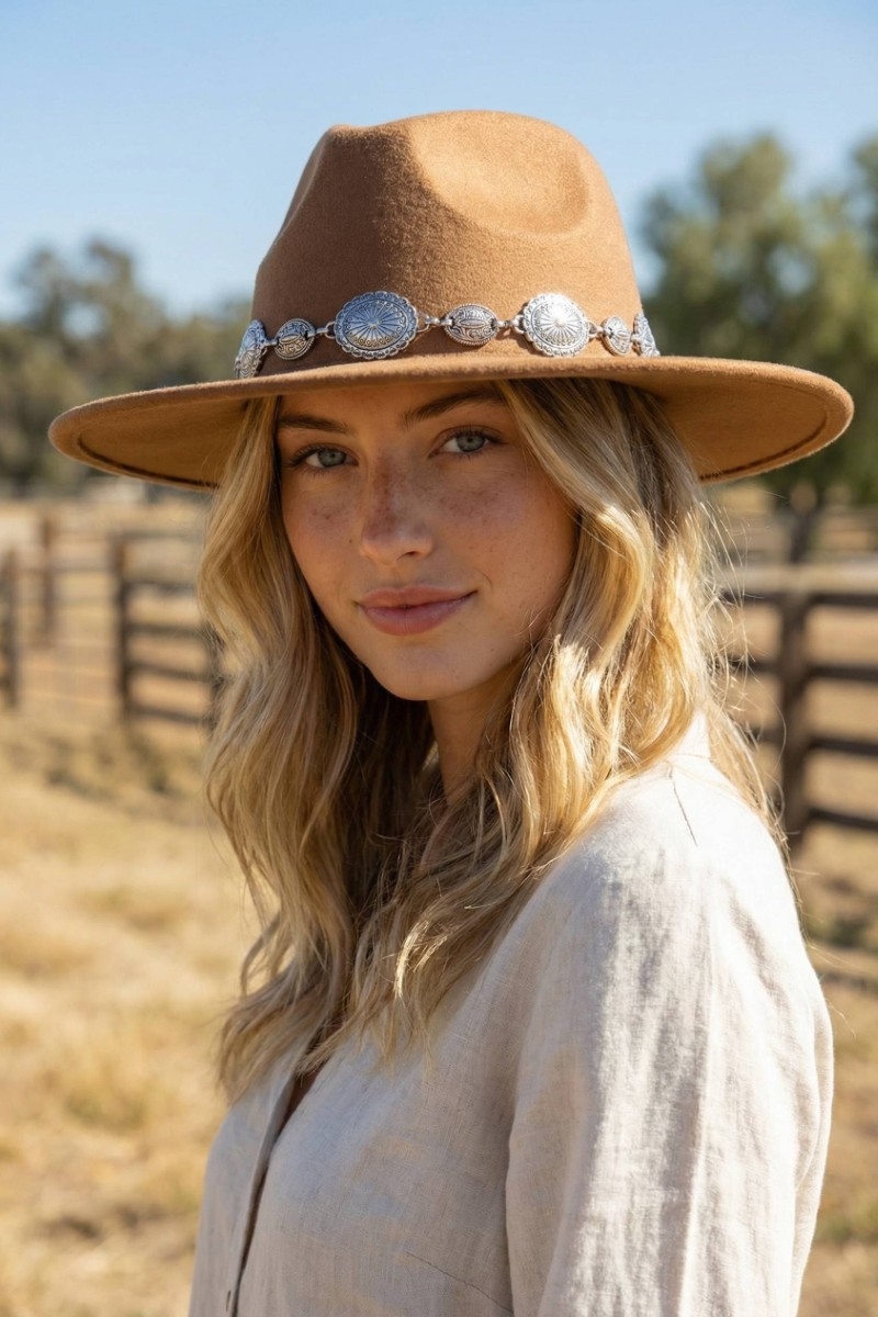 Oval Coin Chain Fedora Hat