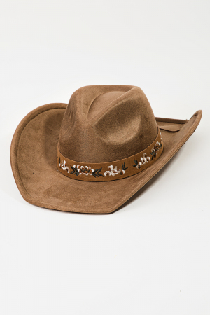 Flower Pattern Strap Western Cowboy Hat