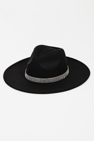 Pave Rhinestone Chain Fedora Hat