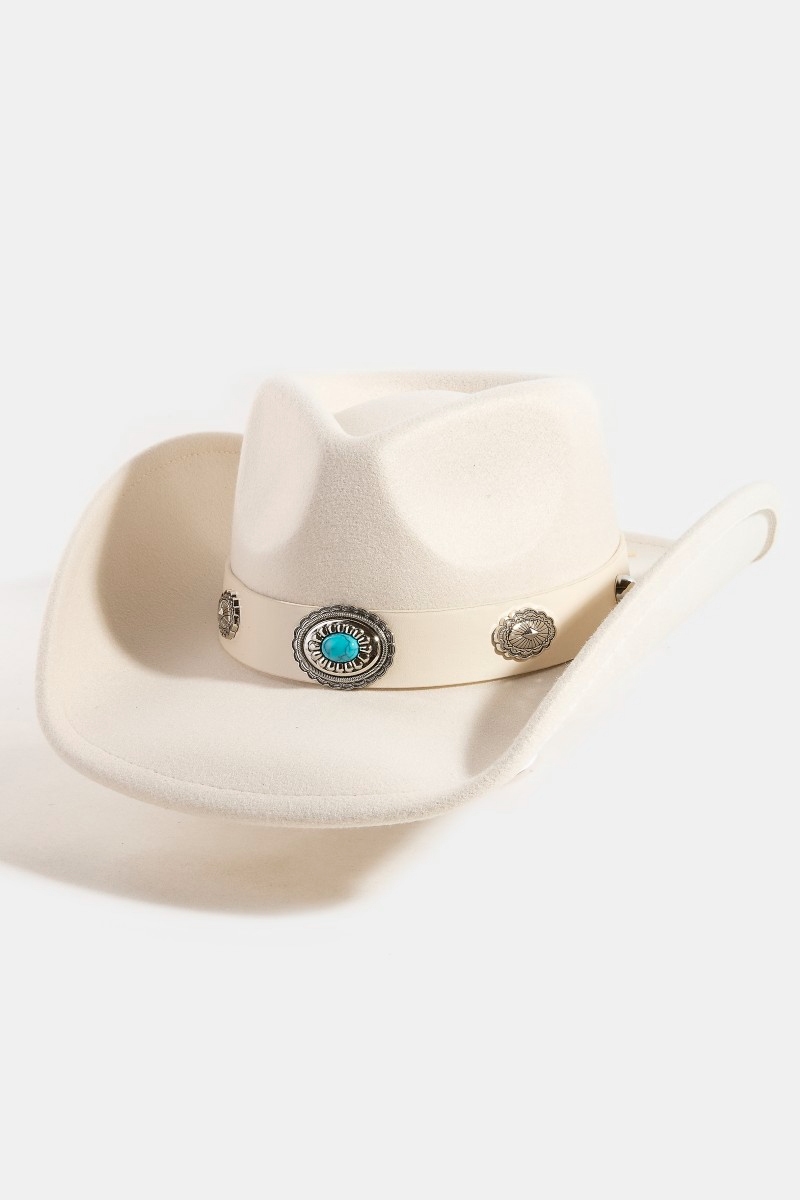 Western Turquoise Concho Strap Cowboy Hat