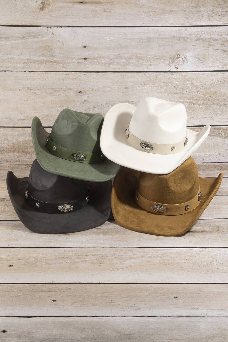 Suede Concho Turquoise Band Cowboy Hat
