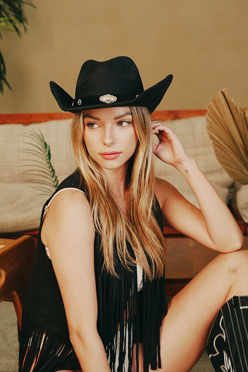 Western Disc Ribbon Bow Strap Cowboy Hat