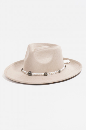 Braided Chevron Tassel Strap Fedora Hat