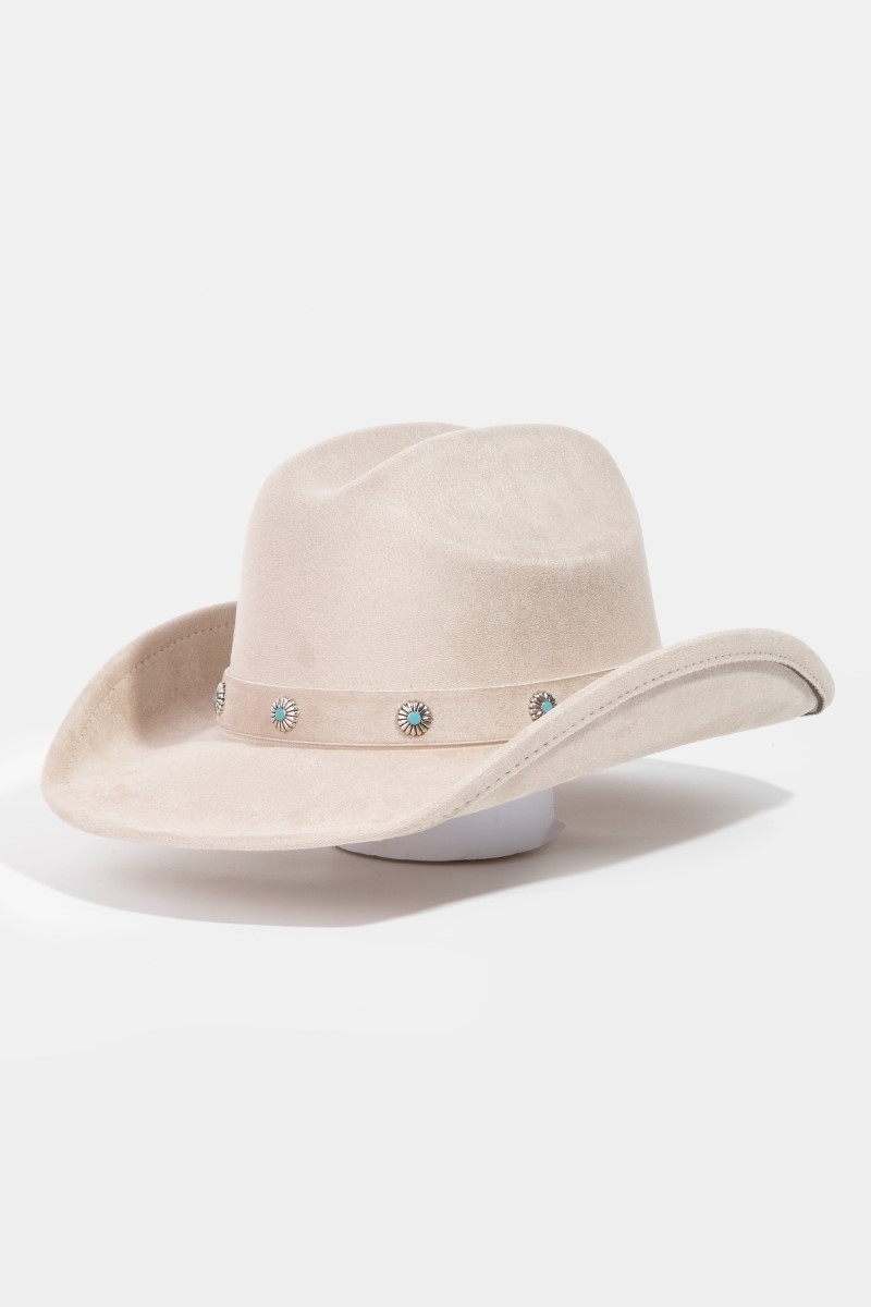 Studded Flower Strap Cowboy Hat