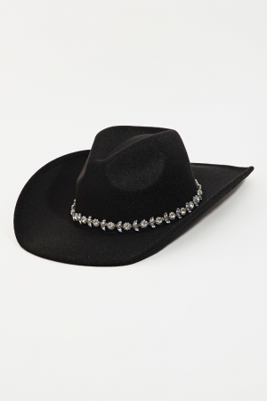 Flower Rhinestone Chain Strap Western Cowboy Hat