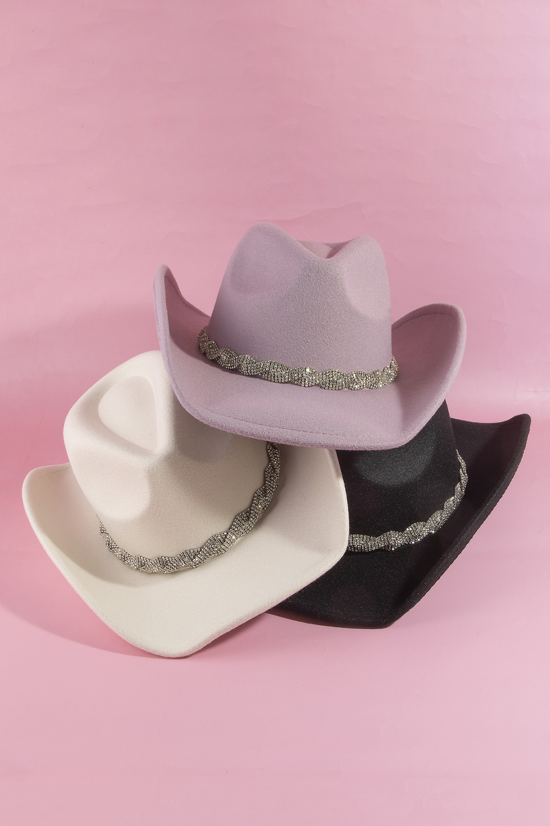 Wide Brim Vegan Suede Fedora With Braided Band