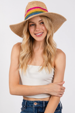 Rainbow Stripe Braided Sun Hat