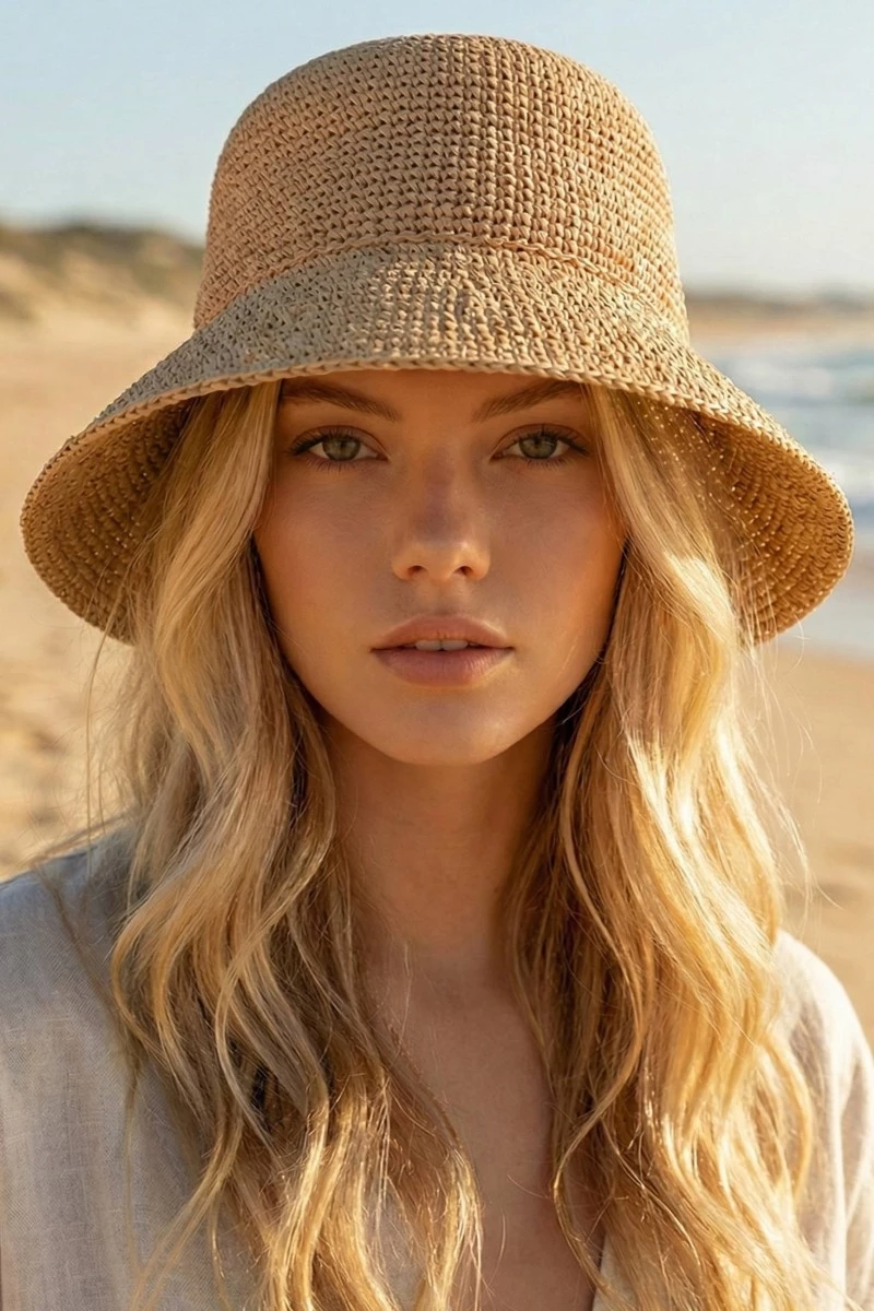 Braided Raffia Bucket Hat