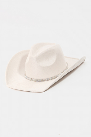 Rhinestone Studded Strap Western Cowboy Hat