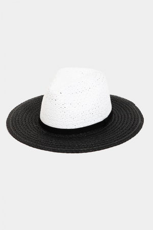 Two Tone Straw Braided Sun Hat