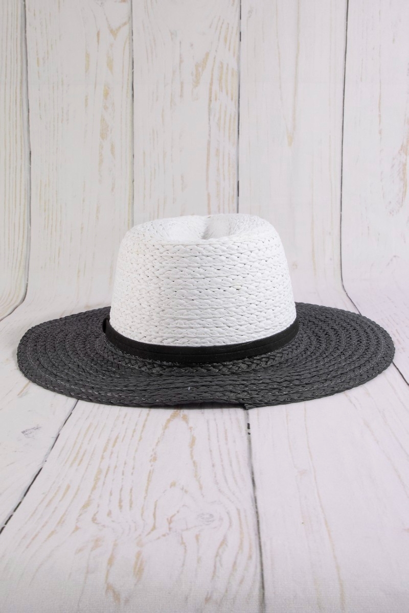 Two Tone Straw Braided Sun Hat