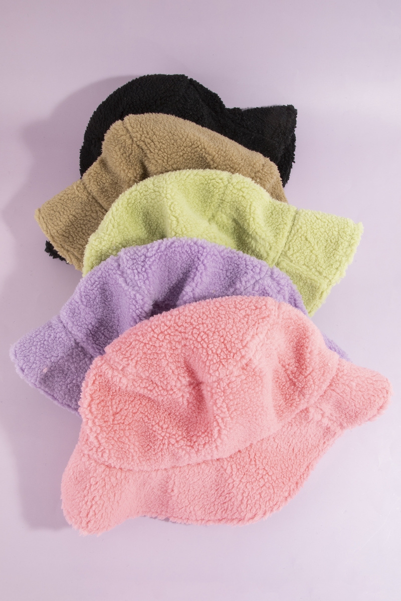 Solid Sherpa Teddy Fleece Bucket Hat