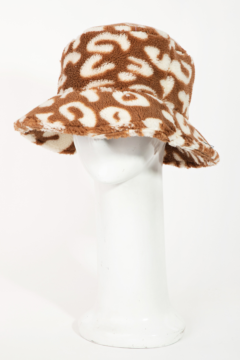 Leopard Pattern Sherpa Bucket Hat