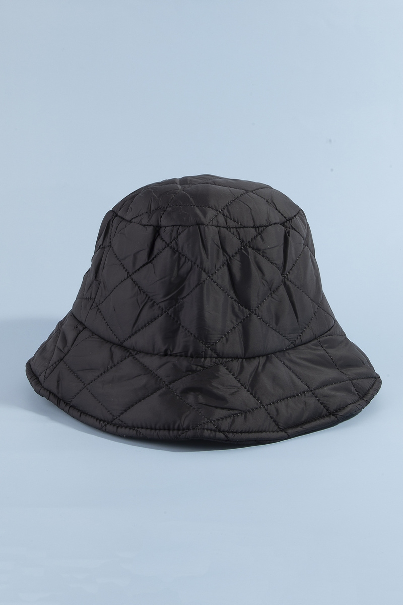 Quilted Diamond Puffer Nylon Bucket Hat